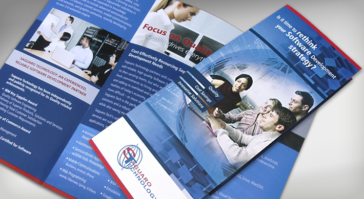Capabilities brochure for Saguaro Technology cover and inside sread panels