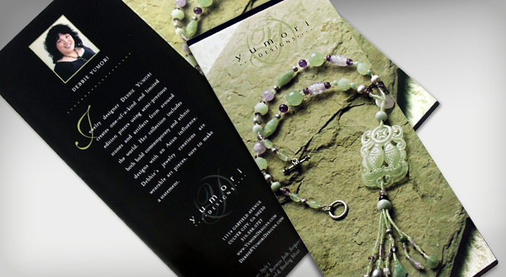 Yumori Jewelry Designer Product Brochure front and back