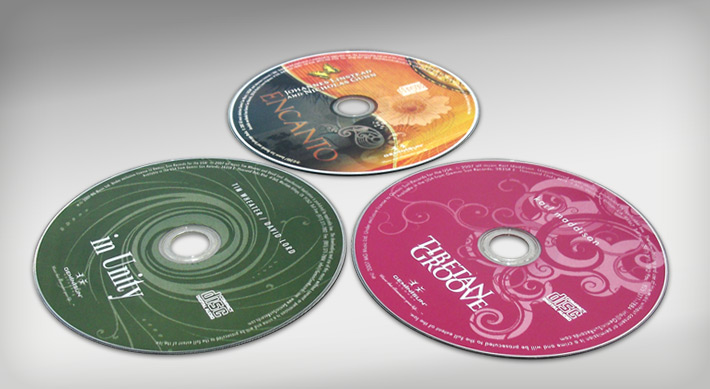 Three imprinted music CD faces