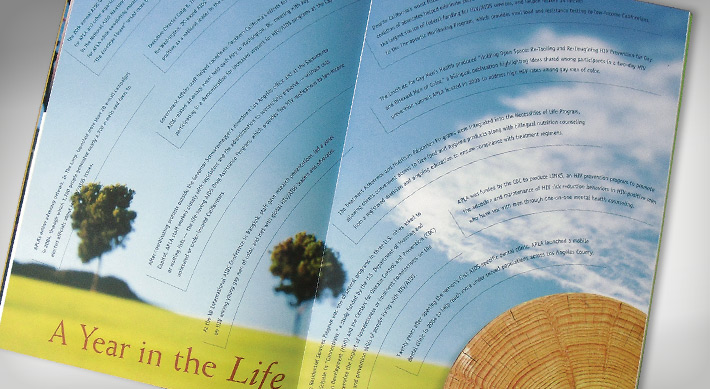 Graphic spread depicting APLA's history/timeline