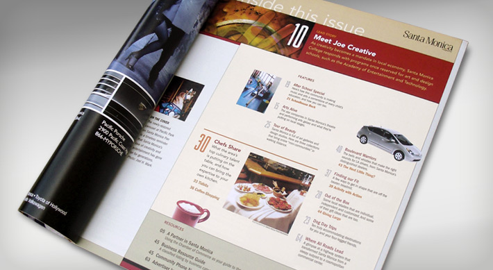 Santa Monica magazine table of content