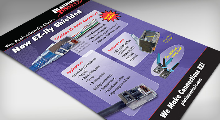 Platinum Tools trade show poster featuring the EZ line od products