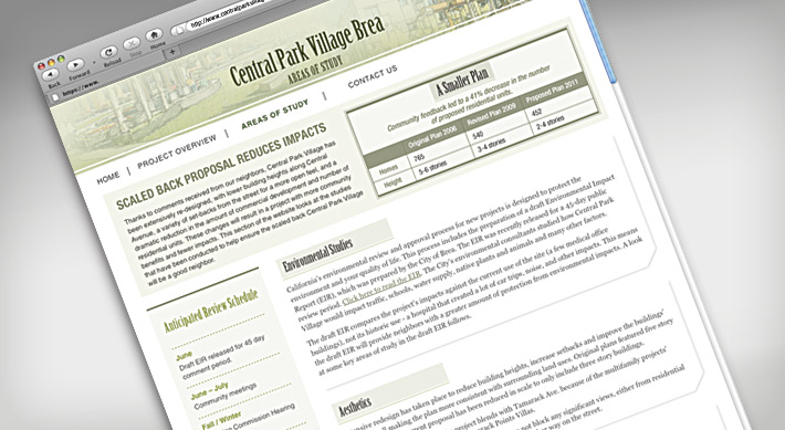 Central Park Village Brea Housing development Areas of Study