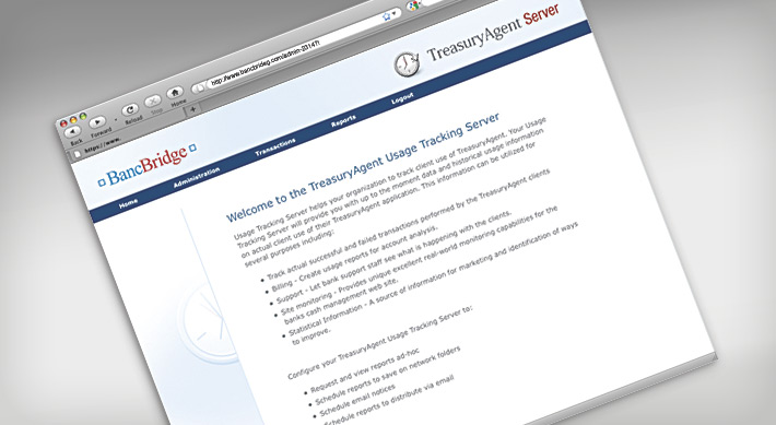 BancBridge client side User Interface welcome page