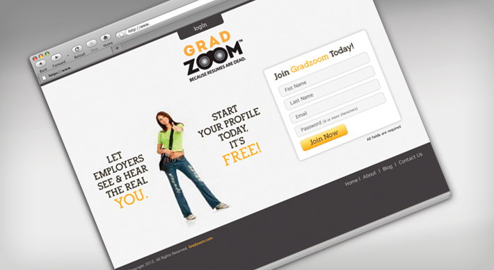 Gradzoom Sign up page